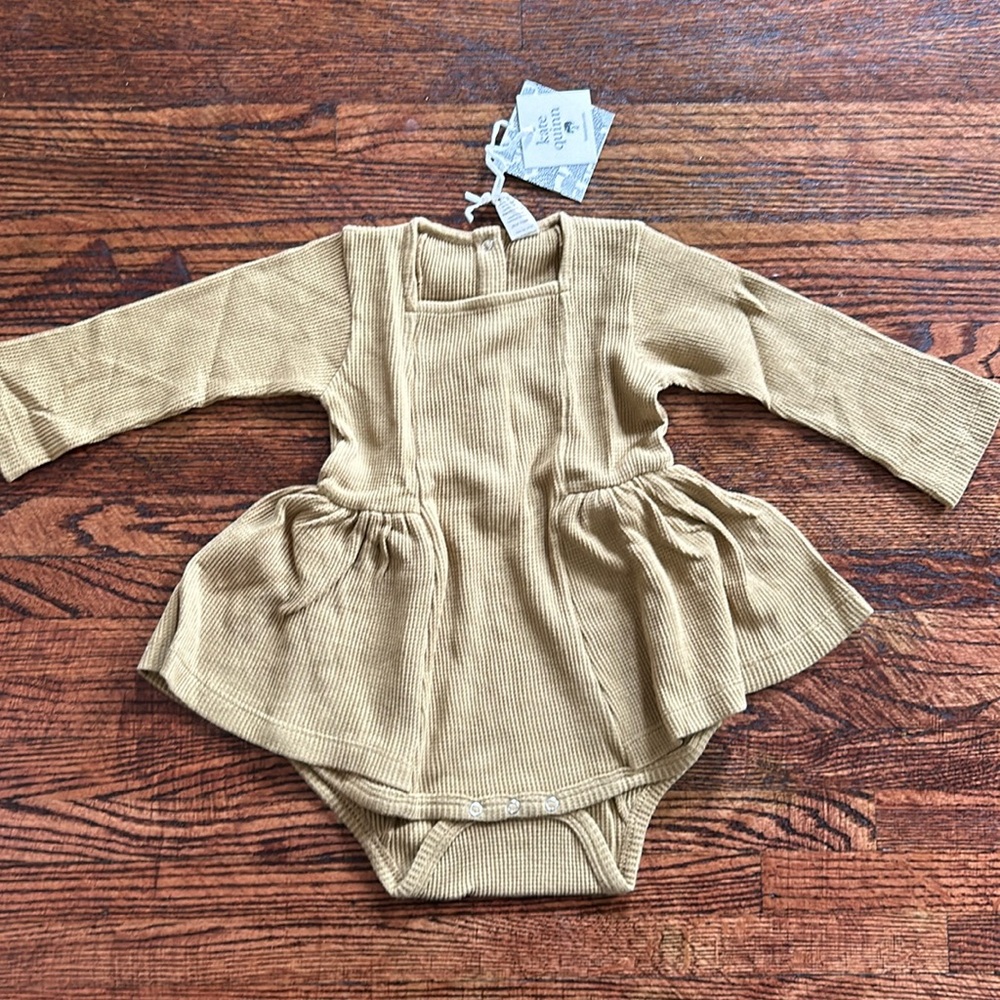 Kate Quinn ballerina bubble bodysuit fennel, organic cotton thermal - 12-18m NEW